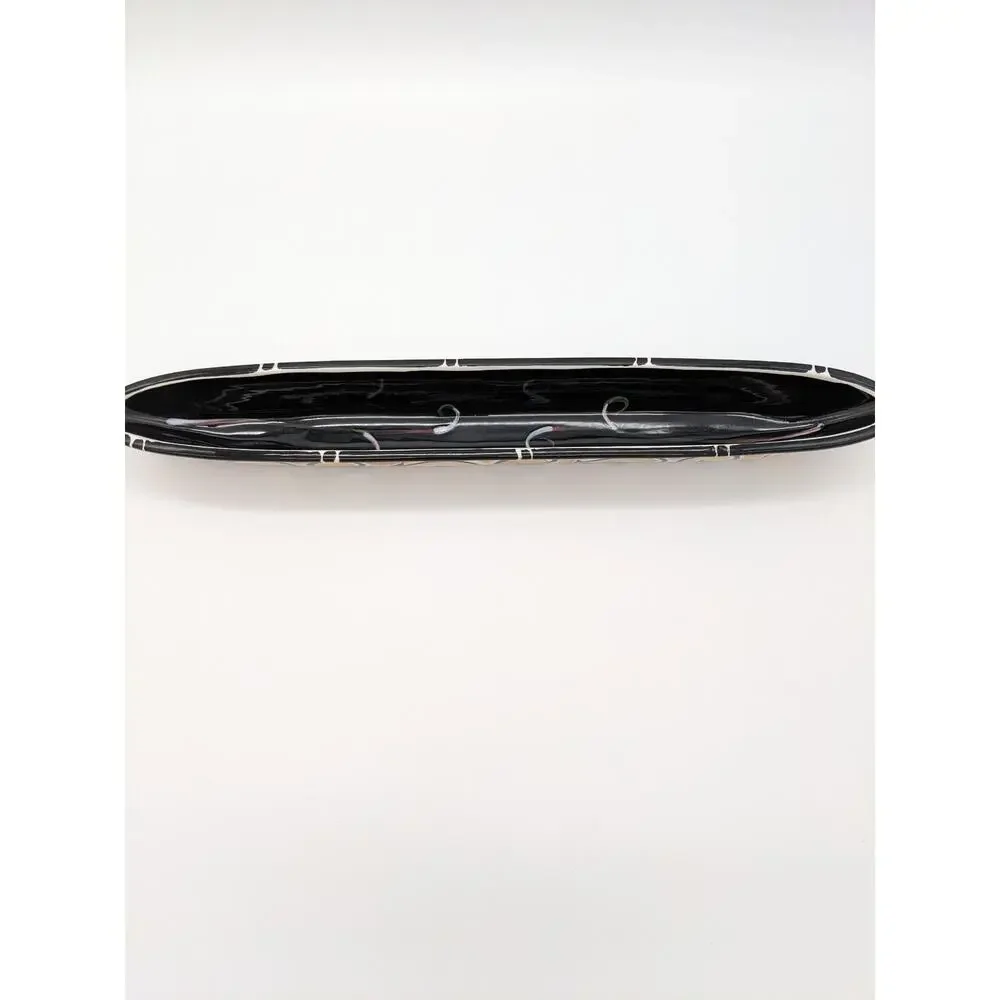 Olive Serving Tray Boat Platter Ceramic Condiment Dish Retro Swirly Whimsy 16x2